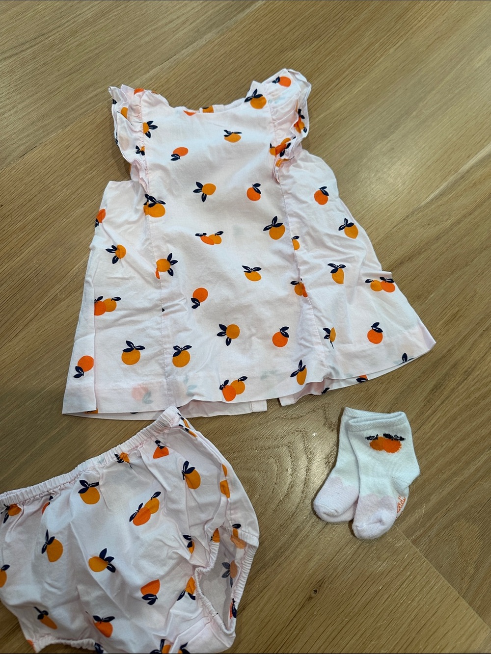 Jacadi Pink Dress with Orange Fruit Print